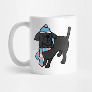 Cute Dog and Transgender Pride Flag Hat and Scarf Mug